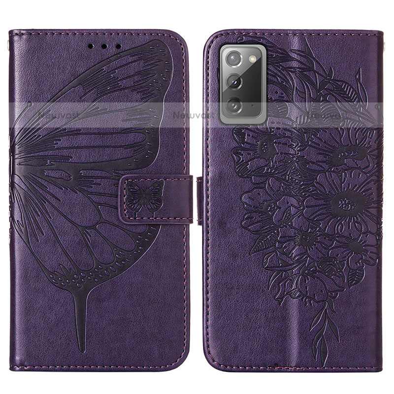 Leather Case Stands Butterfly Flip Cover Holder Y01B for Samsung Galaxy Note 20 5G