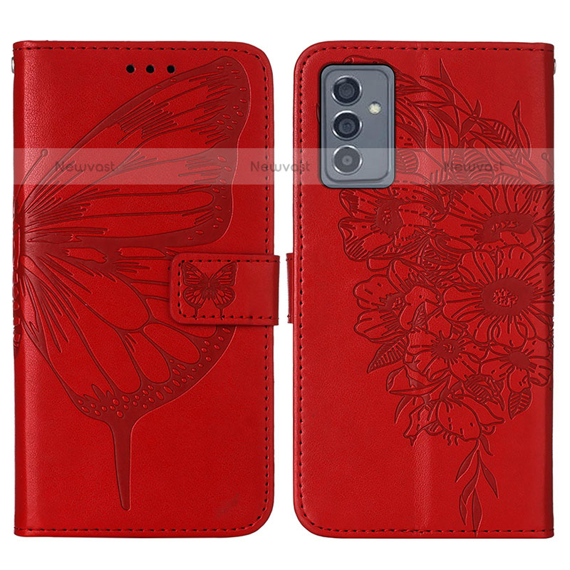 Leather Case Stands Butterfly Flip Cover Holder Y01B for Samsung Galaxy Quantum2 5G Red