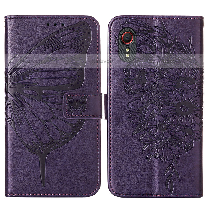 Leather Case Stands Butterfly Flip Cover Holder Y01B for Samsung Galaxy XCover 5 SM-G525F
