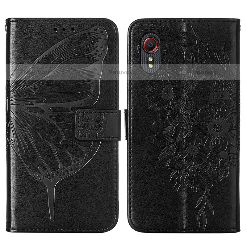 Leather Case Stands Butterfly Flip Cover Holder Y01B for Samsung Galaxy XCover 5 SM-G525F