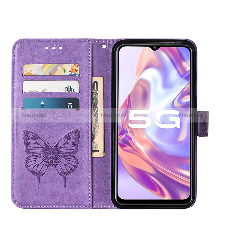 Leather Case Stands Butterfly Flip Cover Holder Y01B for Vivo iQOO U3x 5G