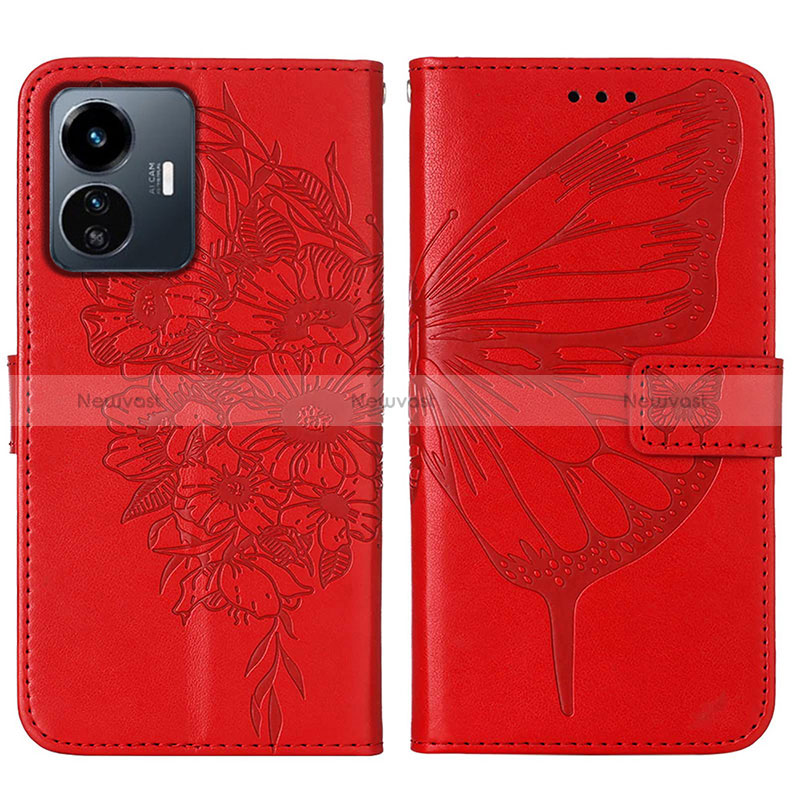 Leather Case Stands Butterfly Flip Cover Holder Y01B for Vivo iQOO Z6 Lite 5G