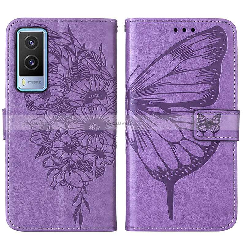 Leather Case Stands Butterfly Flip Cover Holder Y01B for Vivo V21e 5G