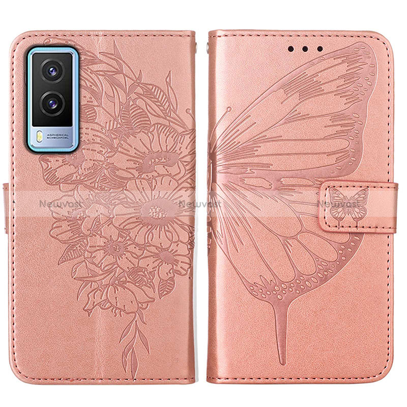 Leather Case Stands Butterfly Flip Cover Holder Y01B for Vivo V21e 5G