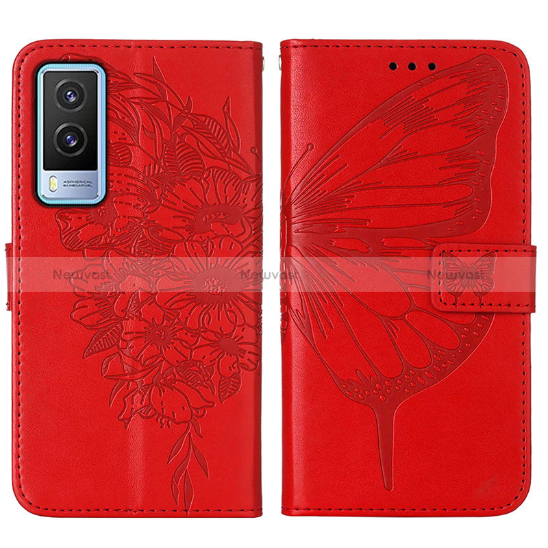 Leather Case Stands Butterfly Flip Cover Holder Y01B for Vivo V21e 5G