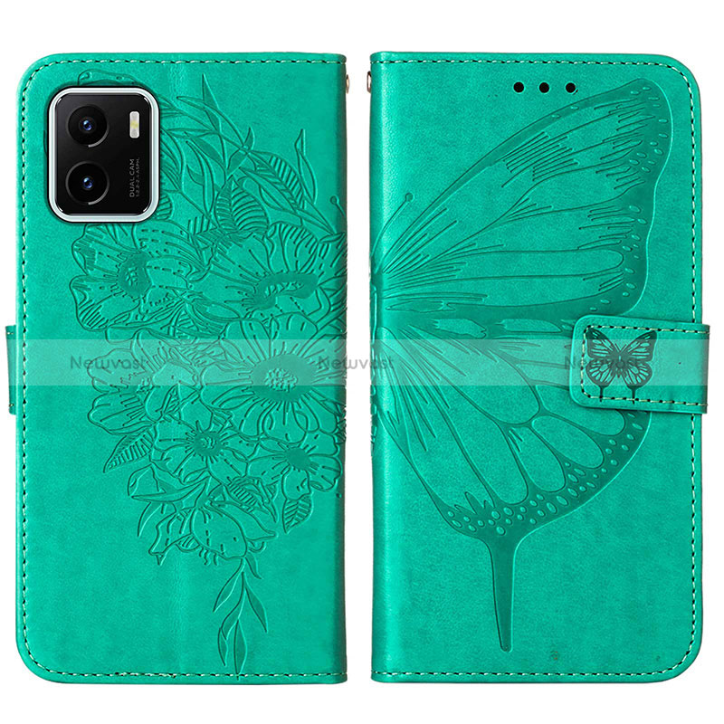 Leather Case Stands Butterfly Flip Cover Holder Y01B for Vivo Y01A Green