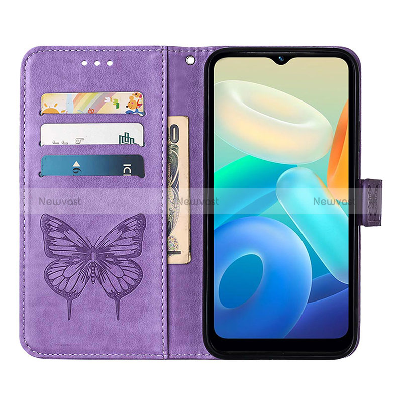 Leather Case Stands Butterfly Flip Cover Holder Y01B for Vivo Y02S