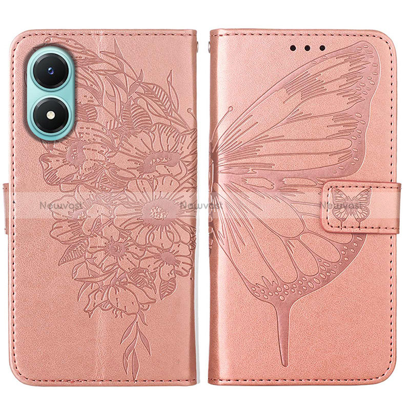 Leather Case Stands Butterfly Flip Cover Holder Y01B for Vivo Y02S