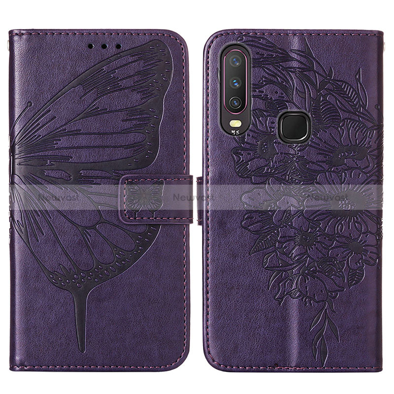 Leather Case Stands Butterfly Flip Cover Holder Y01B for Vivo Y11