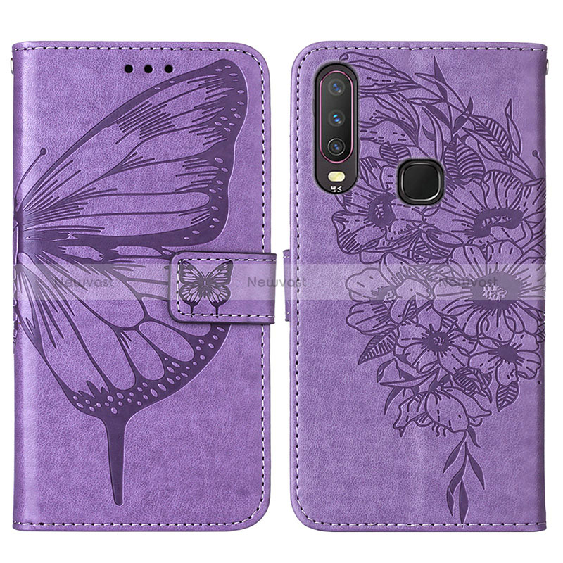 Leather Case Stands Butterfly Flip Cover Holder Y01B for Vivo Y11