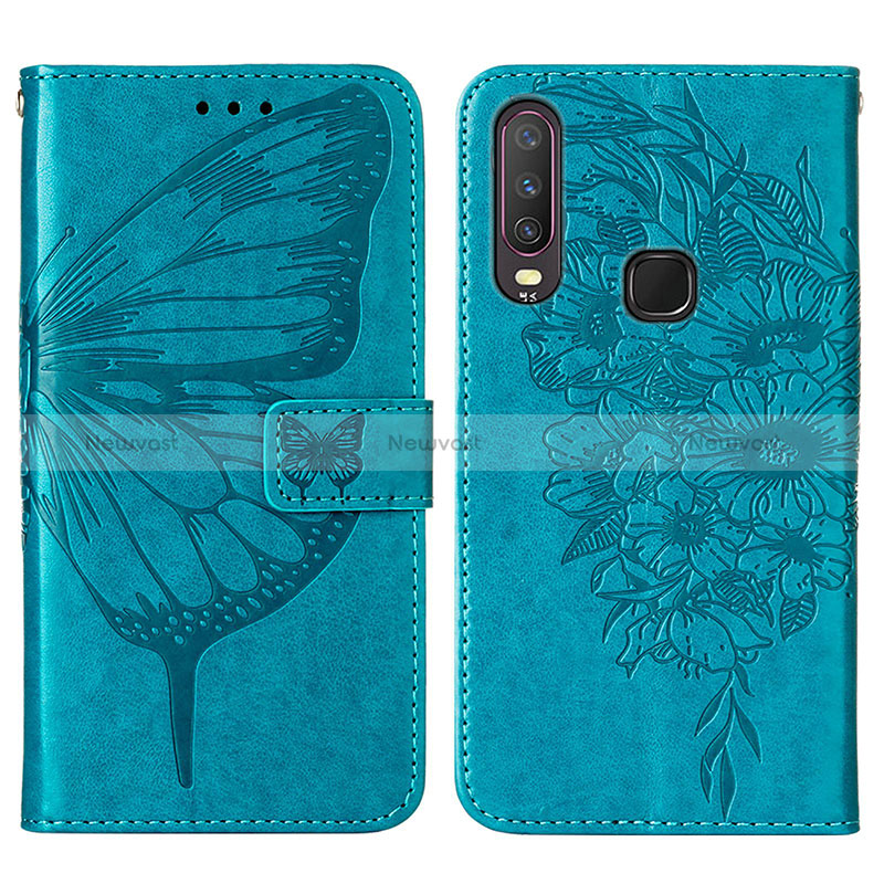 Leather Case Stands Butterfly Flip Cover Holder Y01B for Vivo Y12