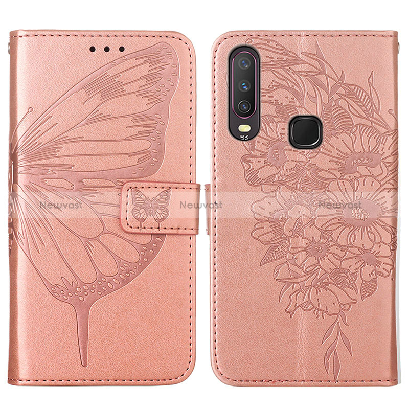 Leather Case Stands Butterfly Flip Cover Holder Y01B for Vivo Y3