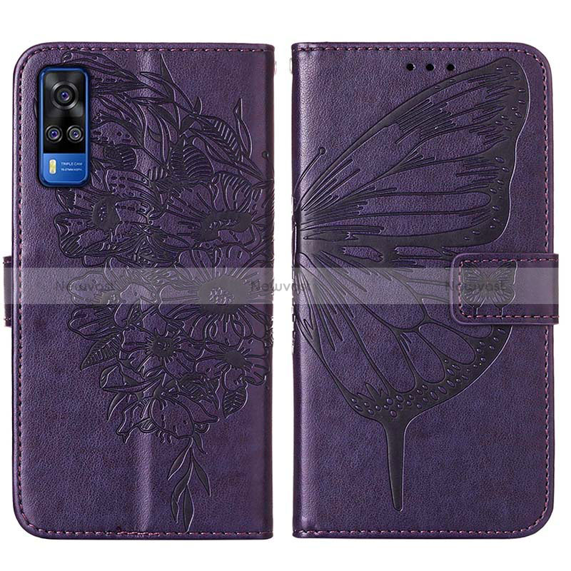 Leather Case Stands Butterfly Flip Cover Holder Y01B for Vivo Y51 (2021)