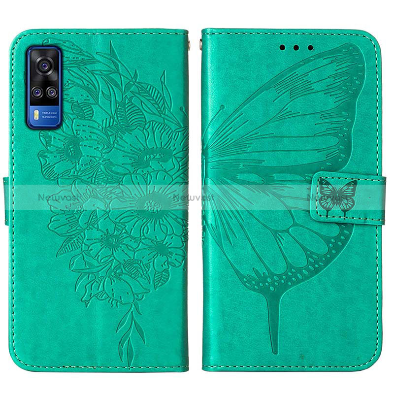 Leather Case Stands Butterfly Flip Cover Holder Y01B for Vivo Y51 (2021)