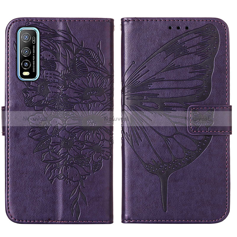 Leather Case Stands Butterfly Flip Cover Holder Y01B for Vivo Y51s 5G