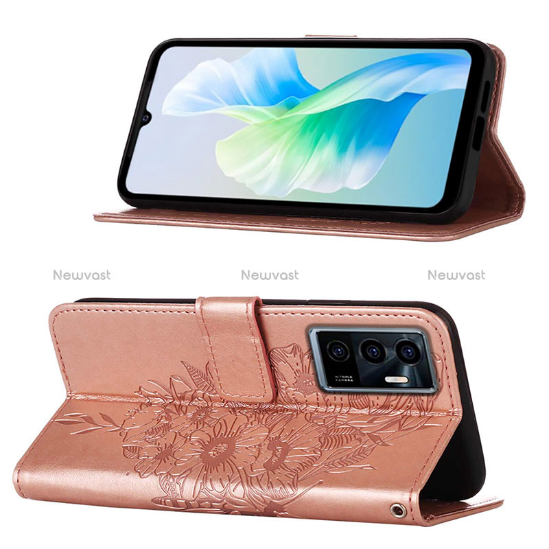 Leather Case Stands Butterfly Flip Cover Holder Y01B for Vivo Y75 4G