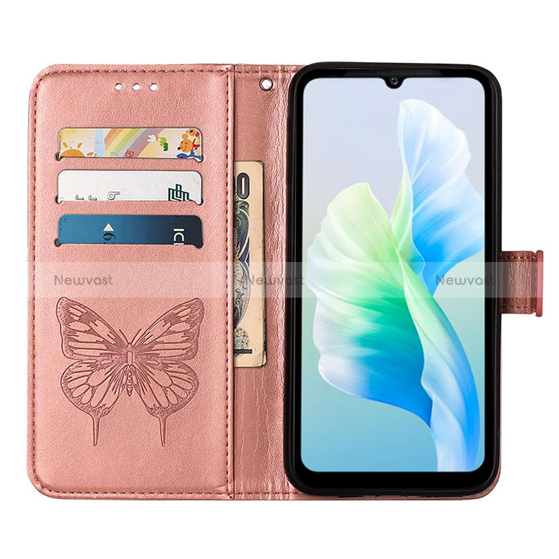 Leather Case Stands Butterfly Flip Cover Holder Y01B for Vivo Y75 4G