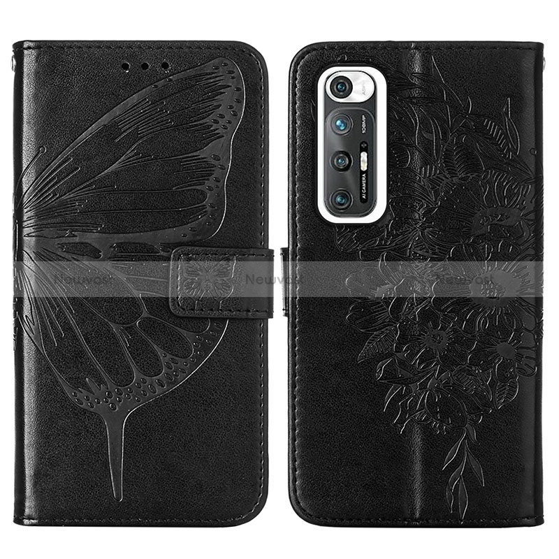 Leather Case Stands Butterfly Flip Cover Holder Y01B for Xiaomi Mi 10S 5G Black