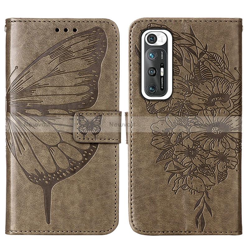 Leather Case Stands Butterfly Flip Cover Holder Y01B for Xiaomi Mi 10S 5G Gray