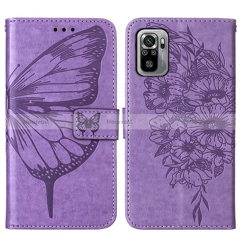 Leather Case Stands Butterfly Flip Cover Holder Y01B for Xiaomi Poco M5S Clove Purple