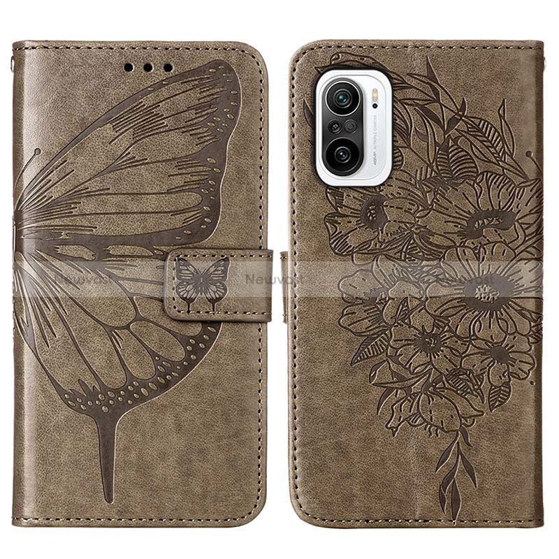 Leather Case Stands Butterfly Flip Cover Holder Y01B for Xiaomi Redmi K40 5G