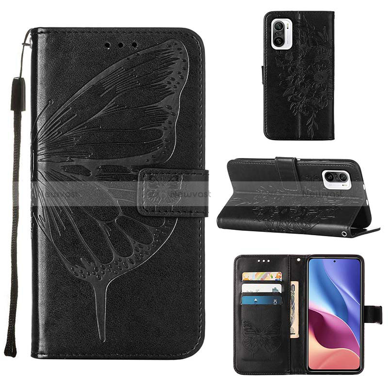 Leather Case Stands Butterfly Flip Cover Holder Y01B for Xiaomi Redmi K40 Pro 5G