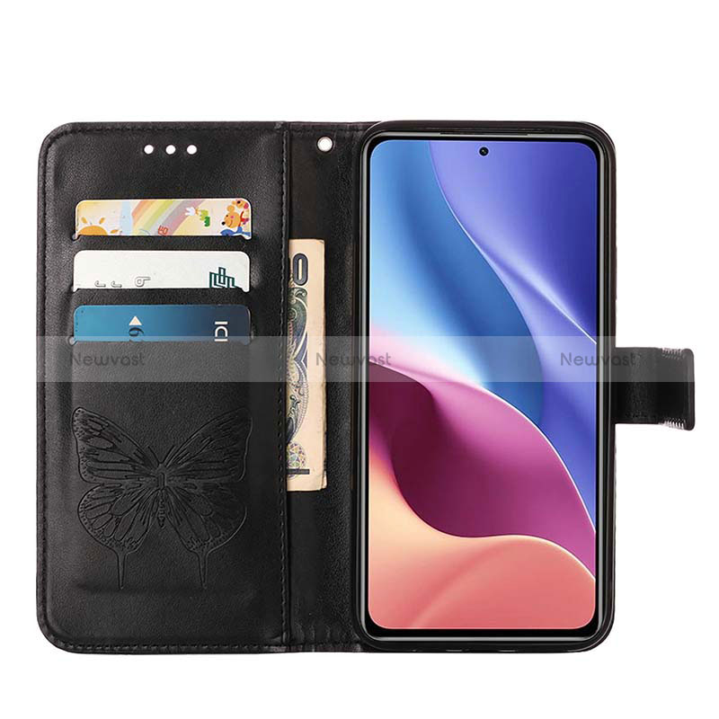 Leather Case Stands Butterfly Flip Cover Holder Y01B for Xiaomi Redmi K40 Pro 5G