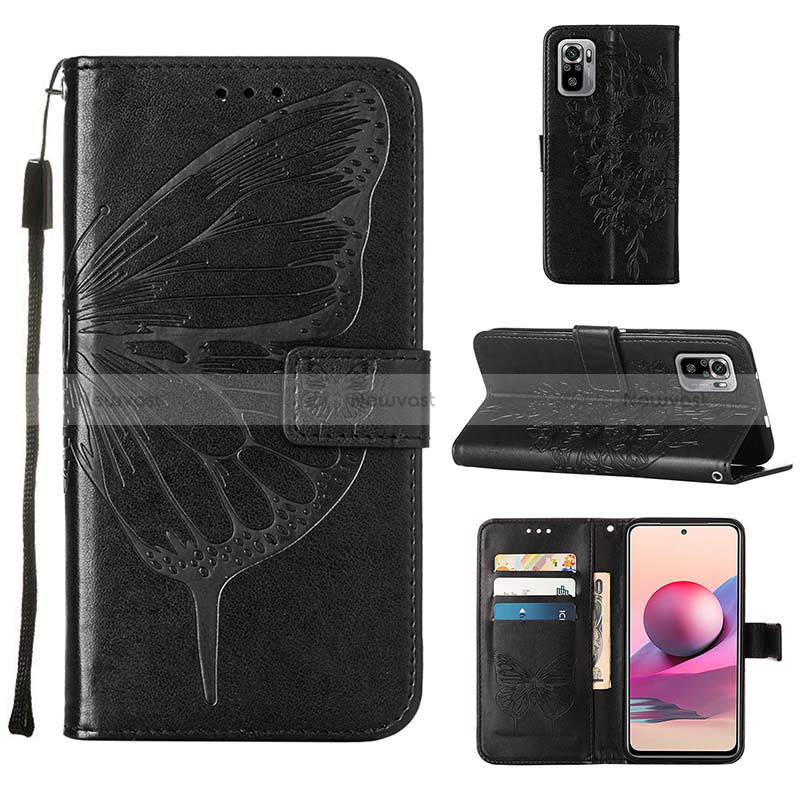 Leather Case Stands Butterfly Flip Cover Holder Y01B for Xiaomi Redmi Note 10 4G