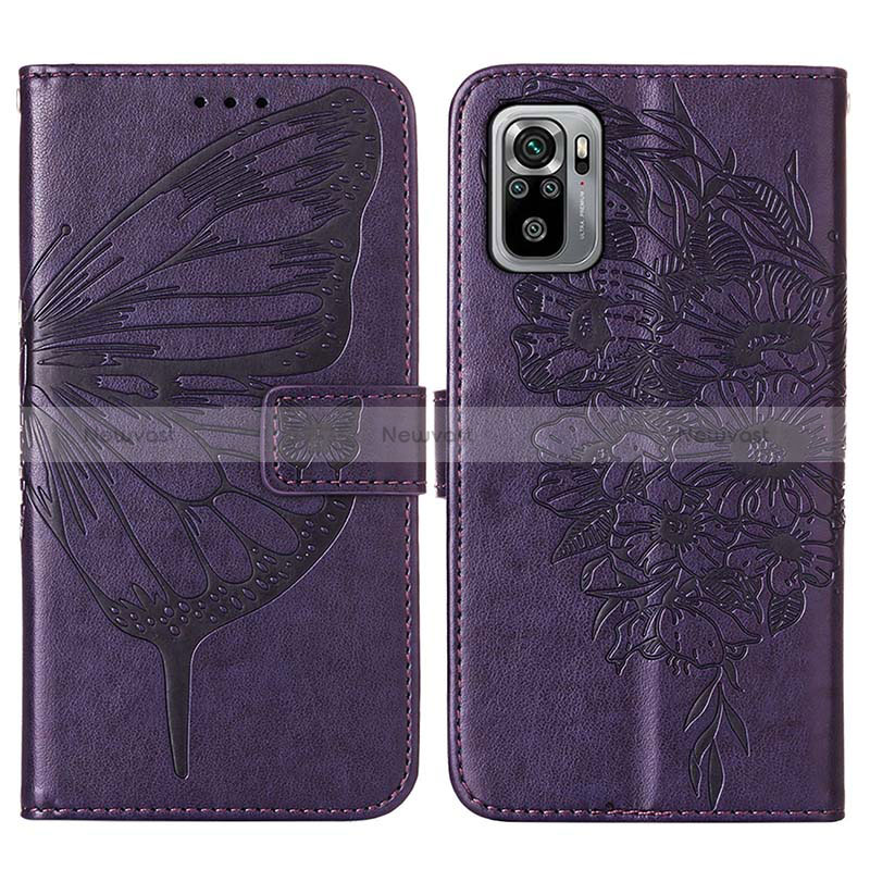 Leather Case Stands Butterfly Flip Cover Holder Y01B for Xiaomi Redmi Note 10 4G