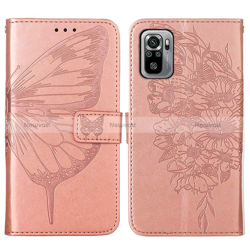 Leather Case Stands Butterfly Flip Cover Holder Y01B for Xiaomi Redmi Note 10 4G