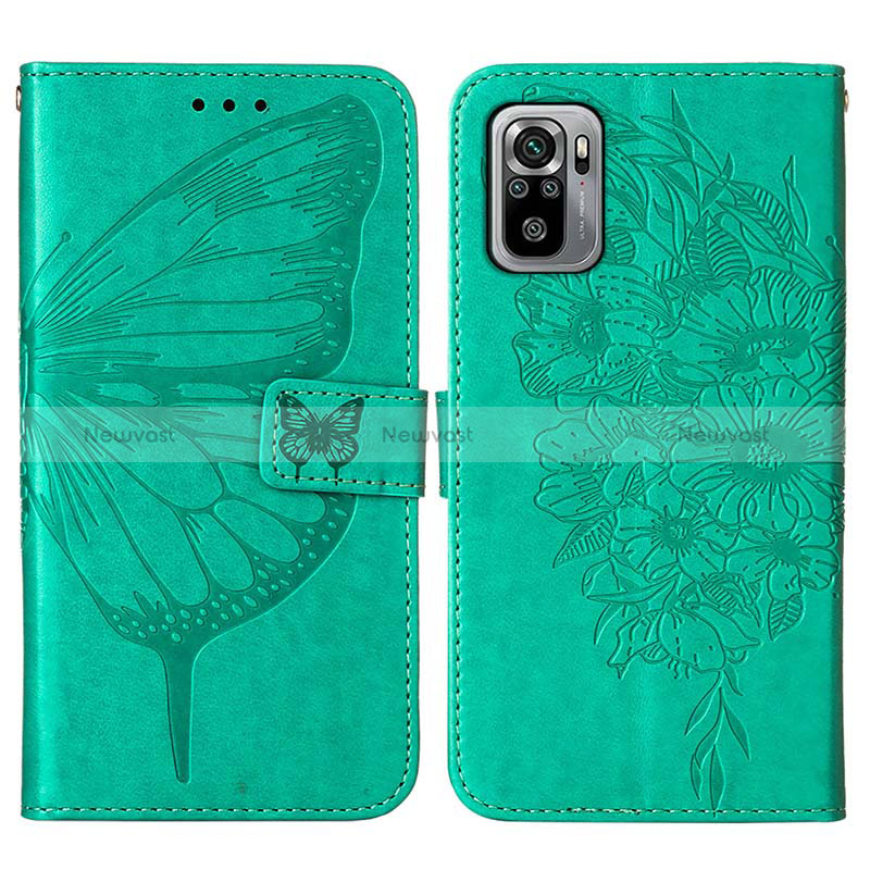 Leather Case Stands Butterfly Flip Cover Holder Y01B for Xiaomi Redmi Note 10 4G