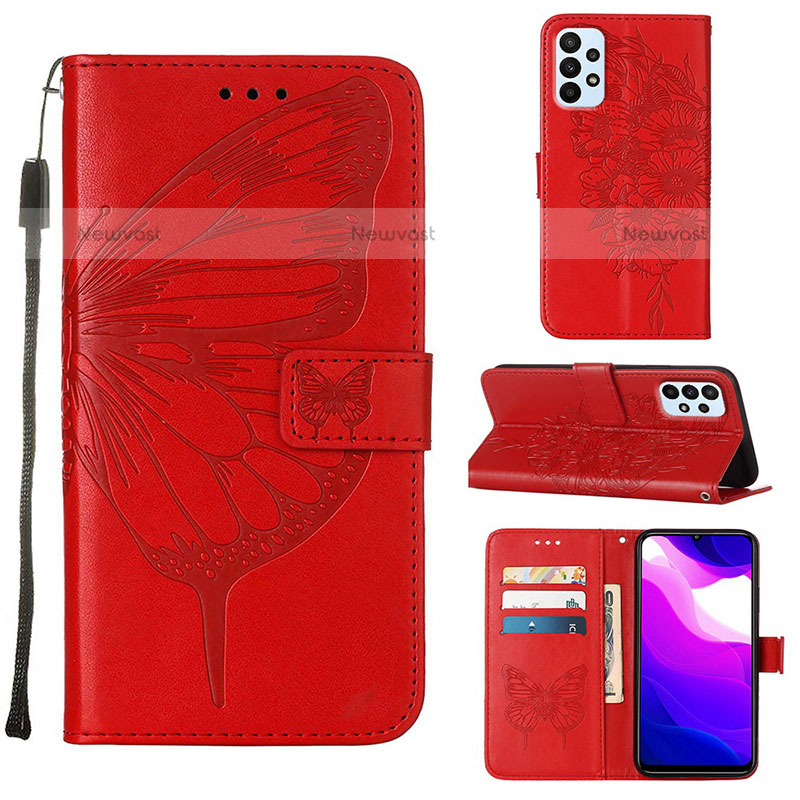 Leather Case Stands Butterfly Flip Cover Holder Y02B for Samsung Galaxy A23 5G Red