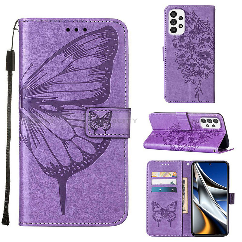 Leather Case Stands Butterfly Flip Cover Holder Y02B for Samsung Galaxy A73 5G