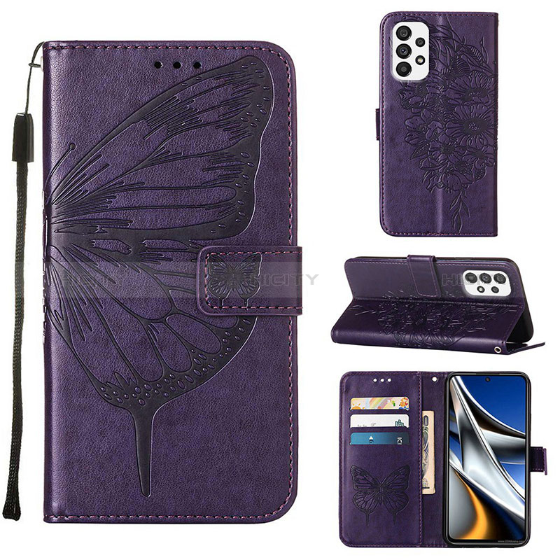 Leather Case Stands Butterfly Flip Cover Holder Y02B for Samsung Galaxy A73 5G