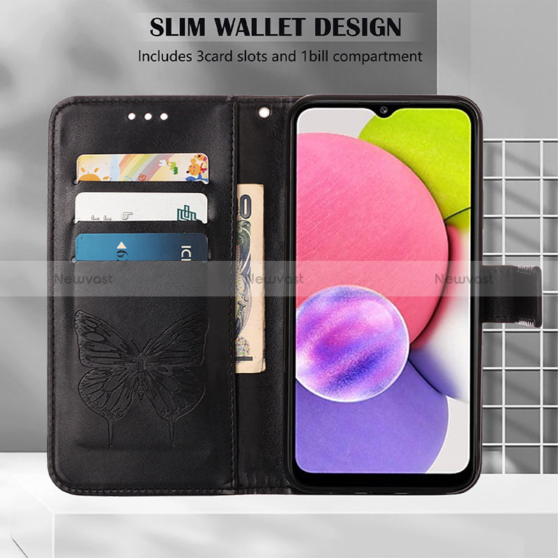 Leather Case Stands Butterfly Flip Cover Holder Y02B for Samsung Galaxy F02S SM-E025F