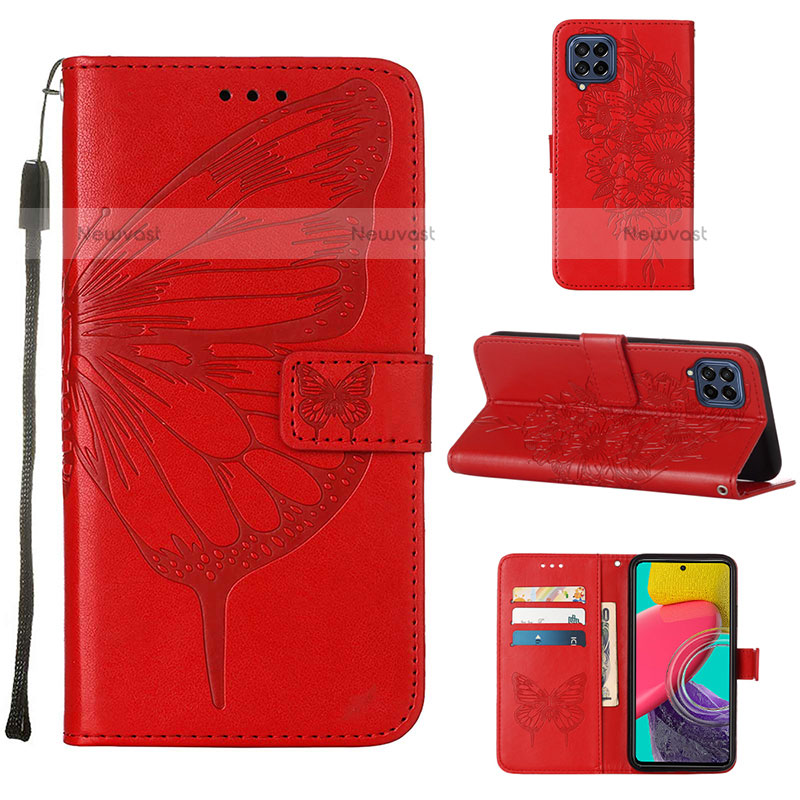 Leather Case Stands Butterfly Flip Cover Holder Y02B for Samsung Galaxy M33 5G