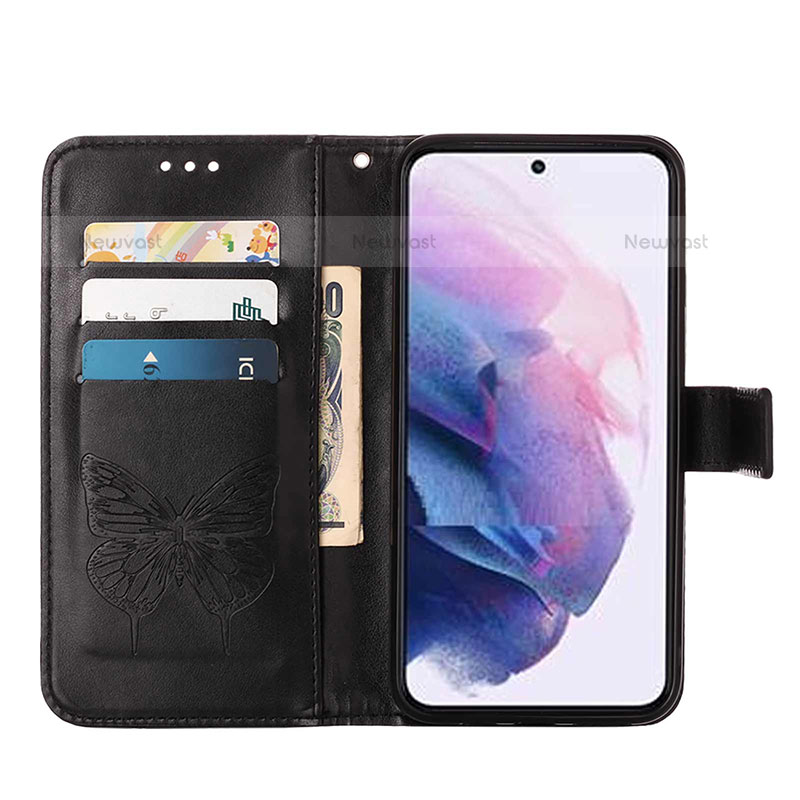 Leather Case Stands Butterfly Flip Cover Holder Y06B for Samsung Galaxy S21 FE 5G