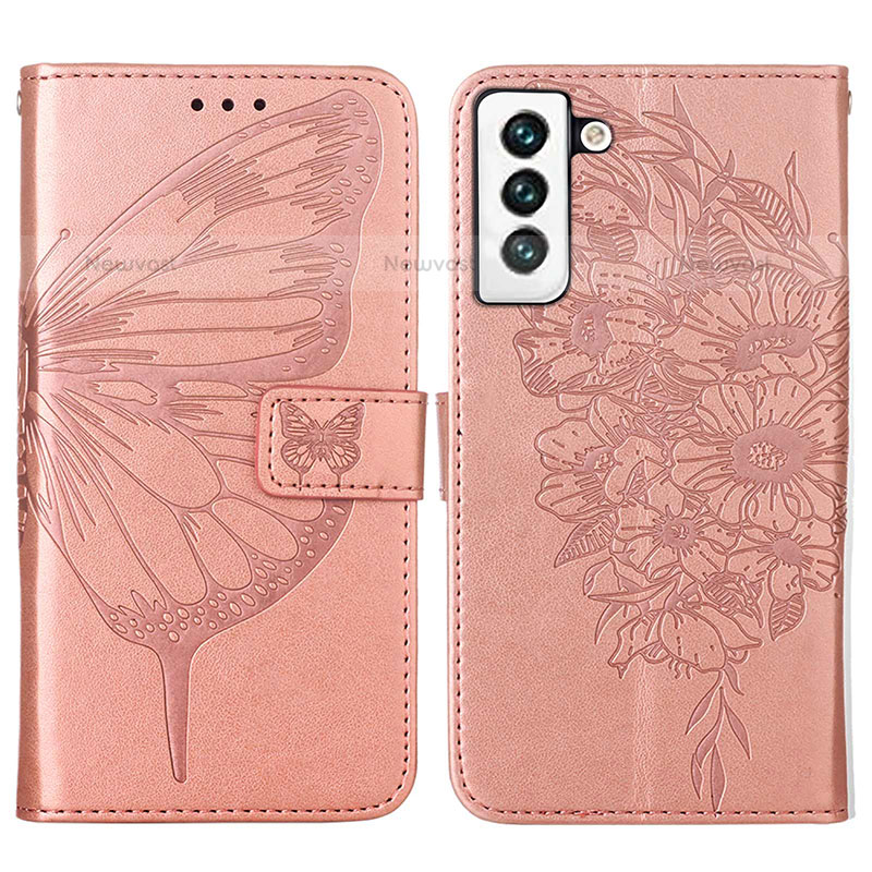 Leather Case Stands Butterfly Flip Cover Holder Y06B for Samsung Galaxy S21 FE 5G