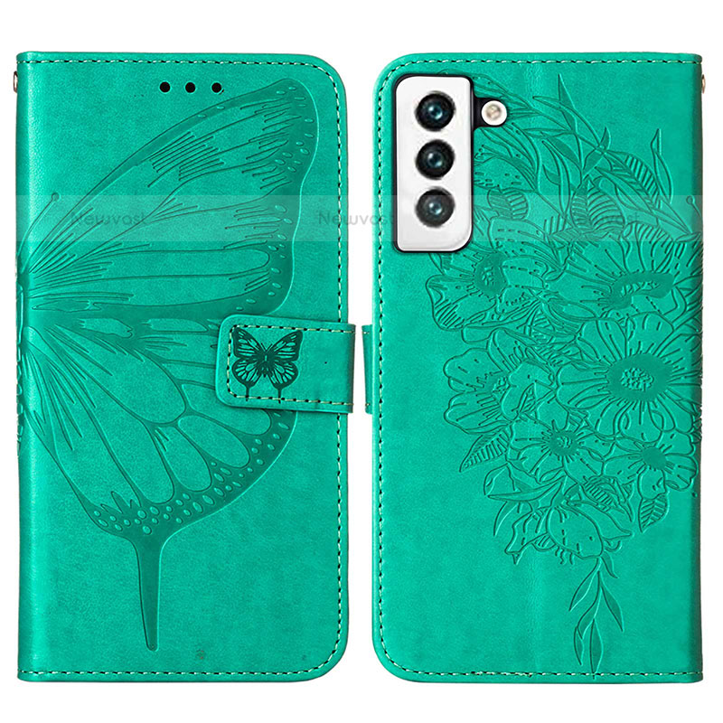 Leather Case Stands Butterfly Flip Cover Holder Y06B for Samsung Galaxy S21 FE 5G