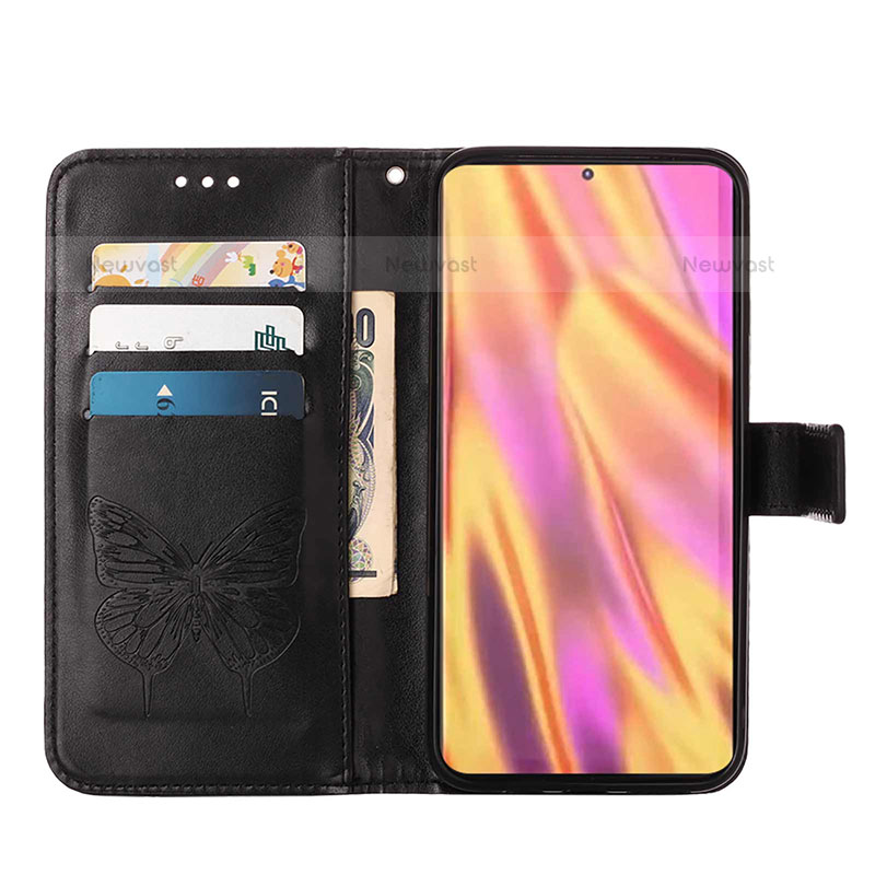 Leather Case Stands Butterfly Flip Cover Holder Y06B for Samsung Galaxy S21 Ultra 5G