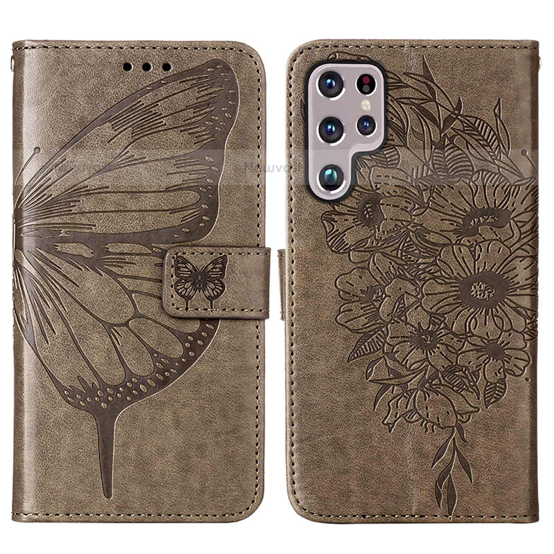 Leather Case Stands Butterfly Flip Cover Holder Y06B for Samsung Galaxy S23 Ultra 5G