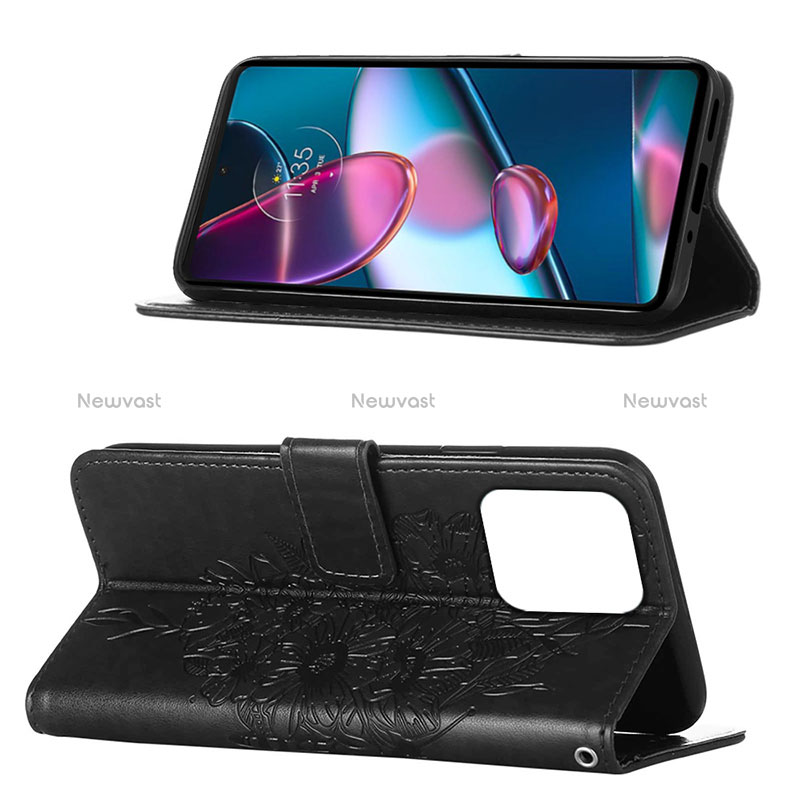 Leather Case Stands Butterfly Flip Cover Holder YB1 for Motorola Moto Edge 40 Pro 5G