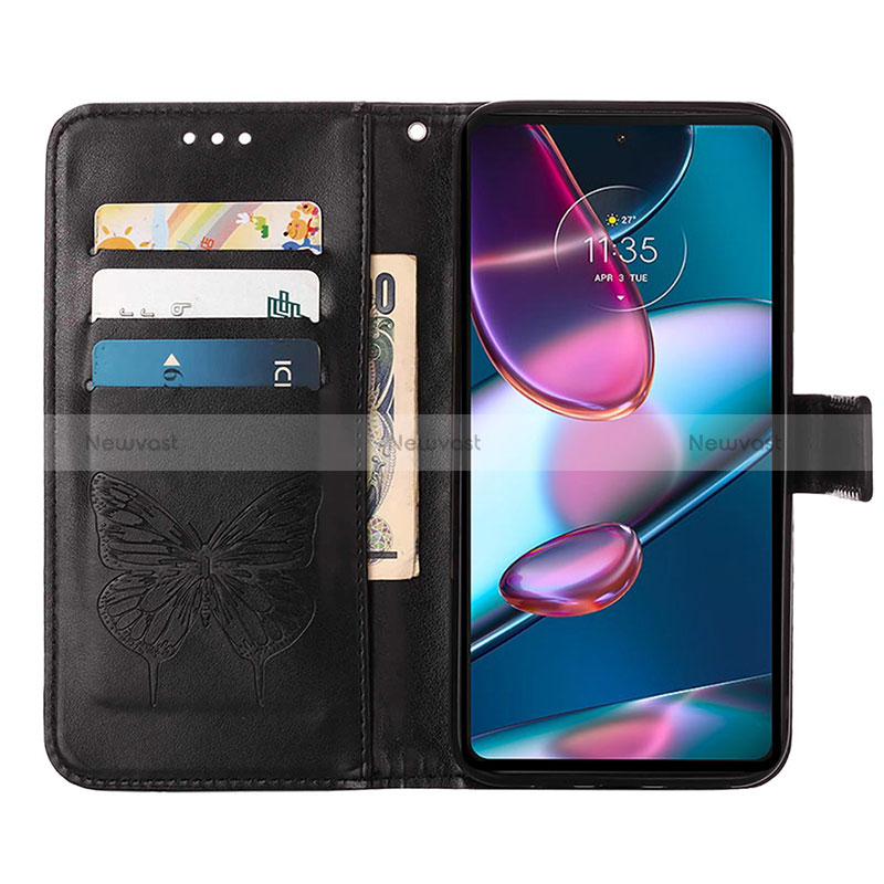 Leather Case Stands Butterfly Flip Cover Holder YB1 for Motorola Moto Edge Plus (2023) 5G