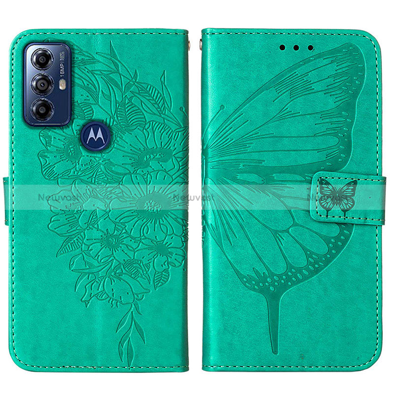 Leather Case Stands Butterfly Flip Cover Holder YB1 for Motorola Moto G Play (2023)