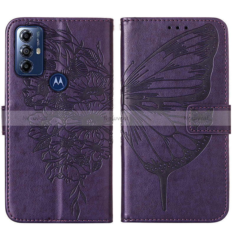 Leather Case Stands Butterfly Flip Cover Holder YB1 for Motorola Moto G Play (2023)