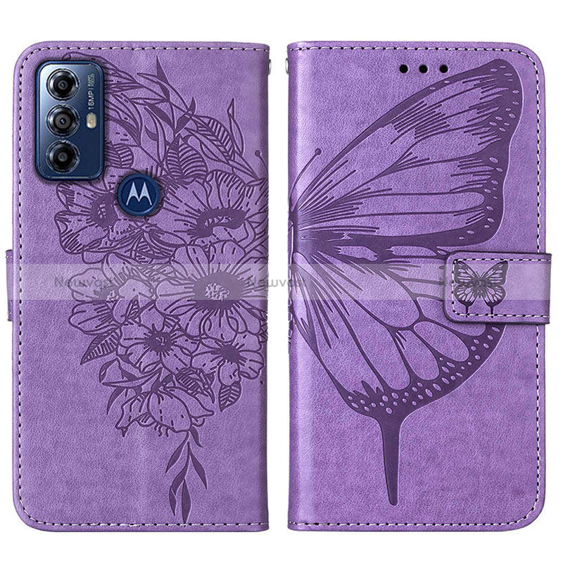 Leather Case Stands Butterfly Flip Cover Holder YB1 for Motorola Moto G Power (2022)