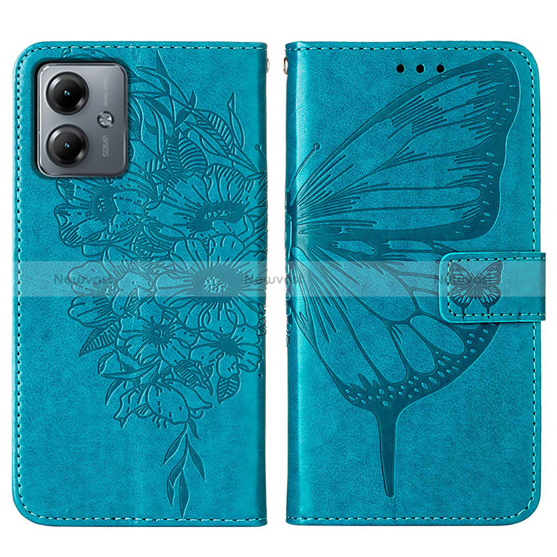 Leather Case Stands Butterfly Flip Cover Holder YB1 for Motorola Moto G14