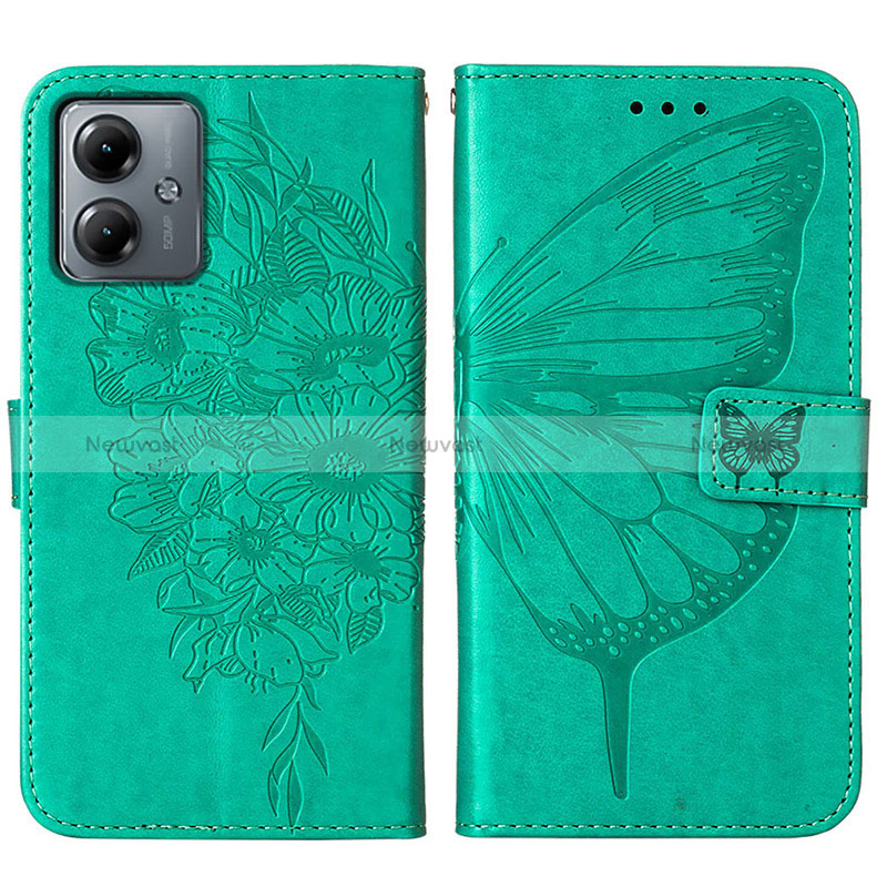 Leather Case Stands Butterfly Flip Cover Holder YB1 for Motorola Moto G14