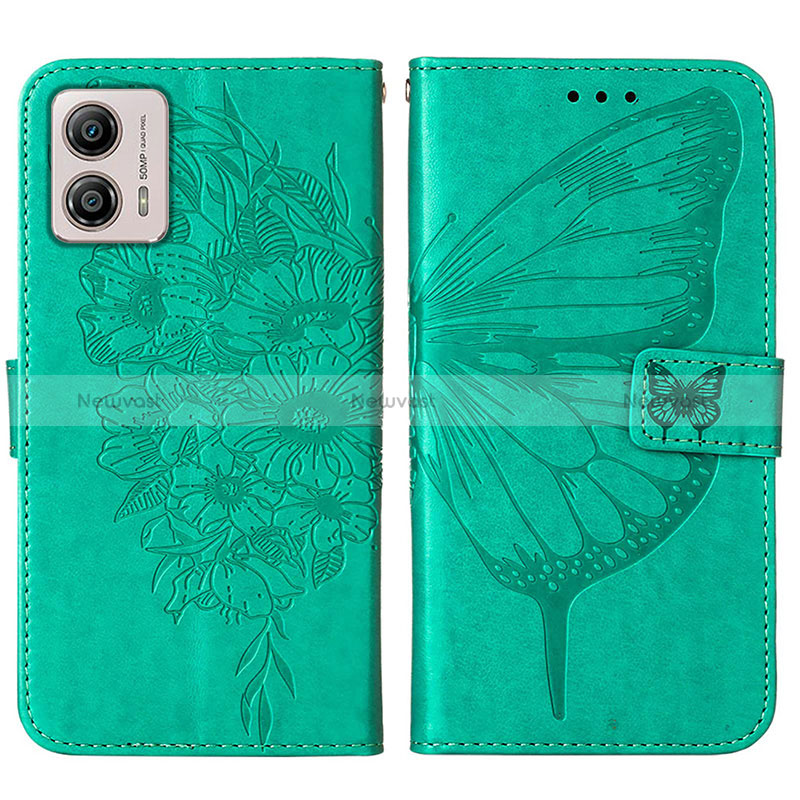 Leather Case Stands Butterfly Flip Cover Holder YB1 for Motorola Moto G53 5G