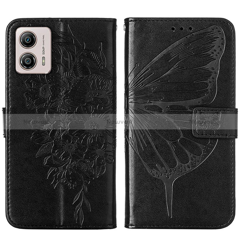Leather Case Stands Butterfly Flip Cover Holder YB1 for Motorola Moto G53 5G